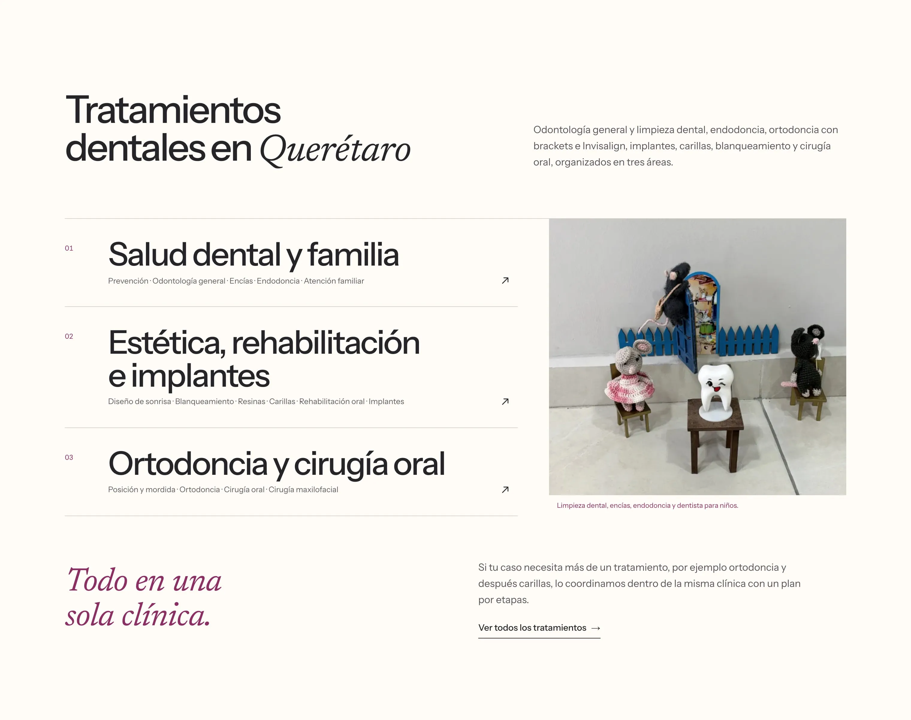 Sección de tratamientos del sitio de Dental Cast.
