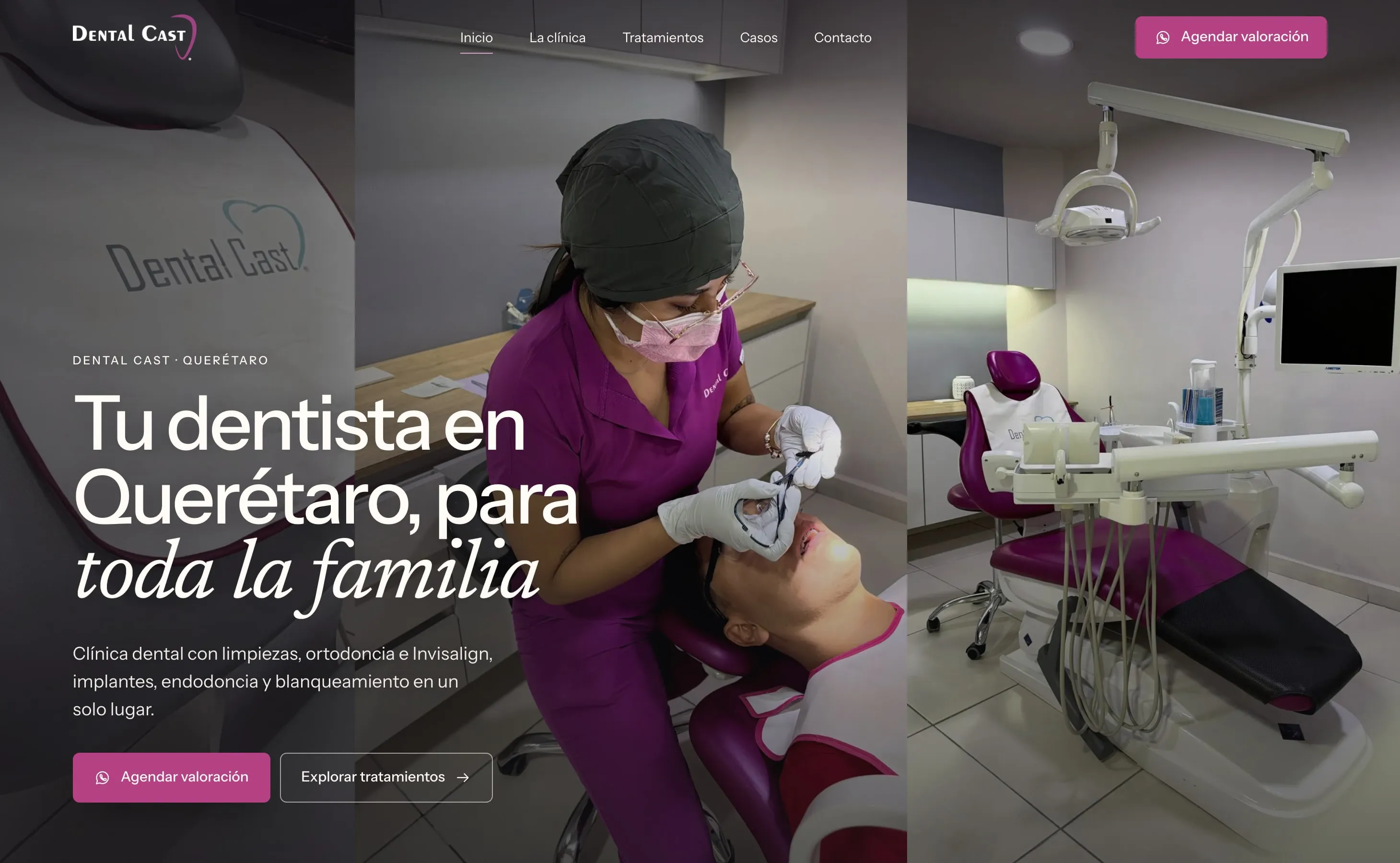 Portada del sitio de Dental Cast, en escritorio.