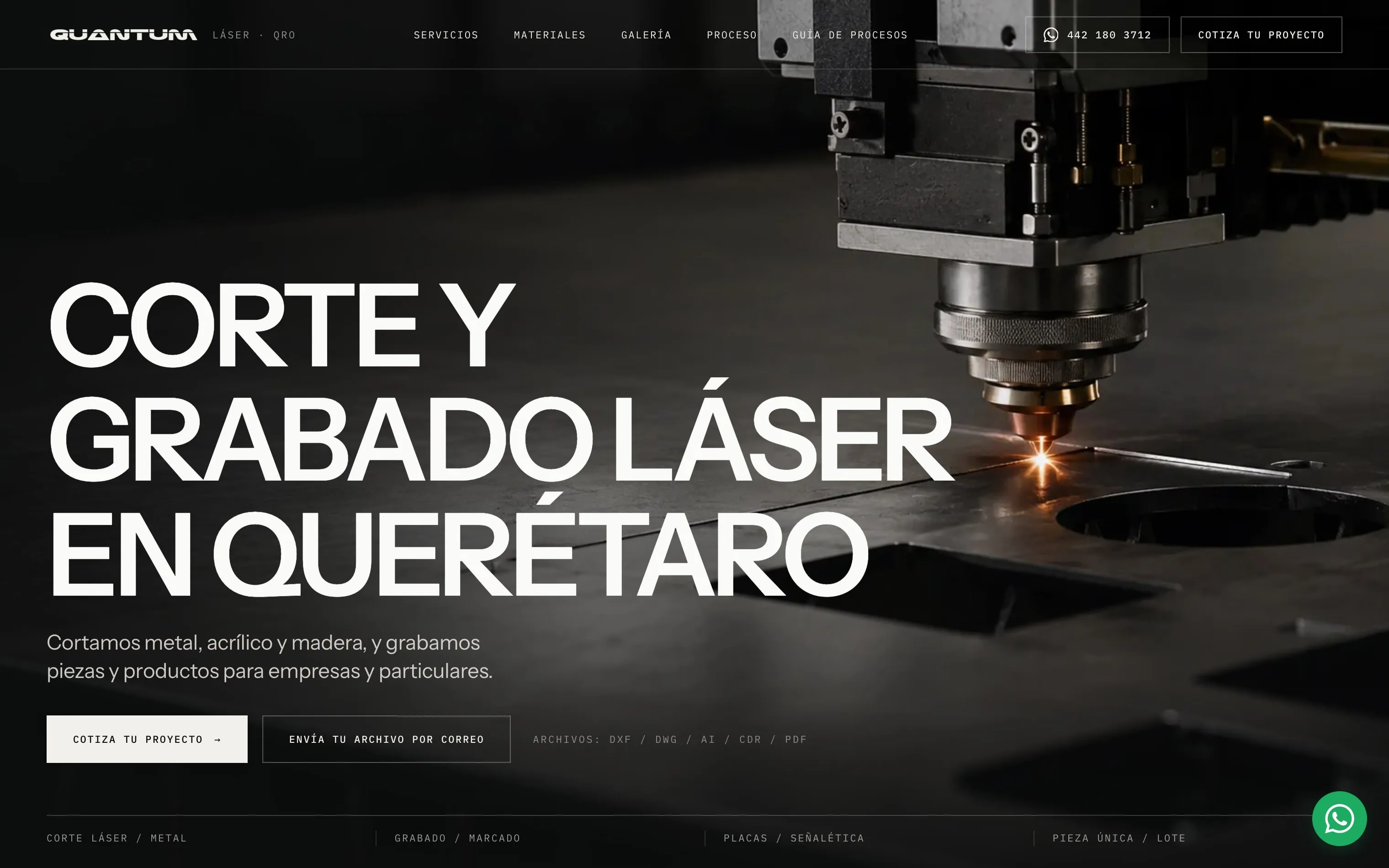 Portada del sitio entregado — Corte con láser.